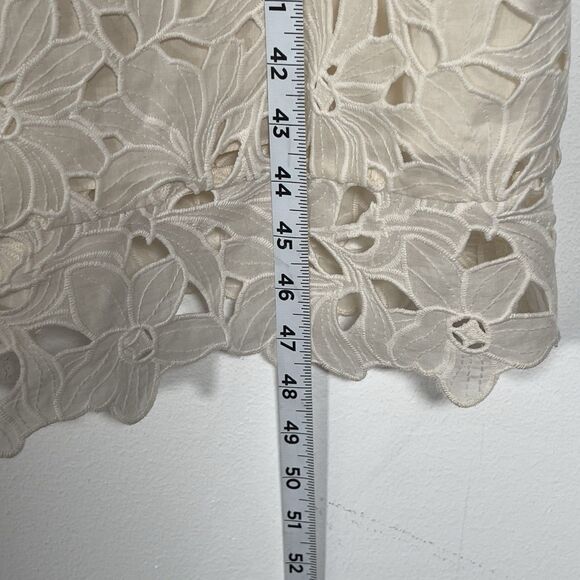 Vince Nouveau Cotton Lace Midi Dress Sz 12 Cream V-Neck Sleeveless - Picture 6 of 16